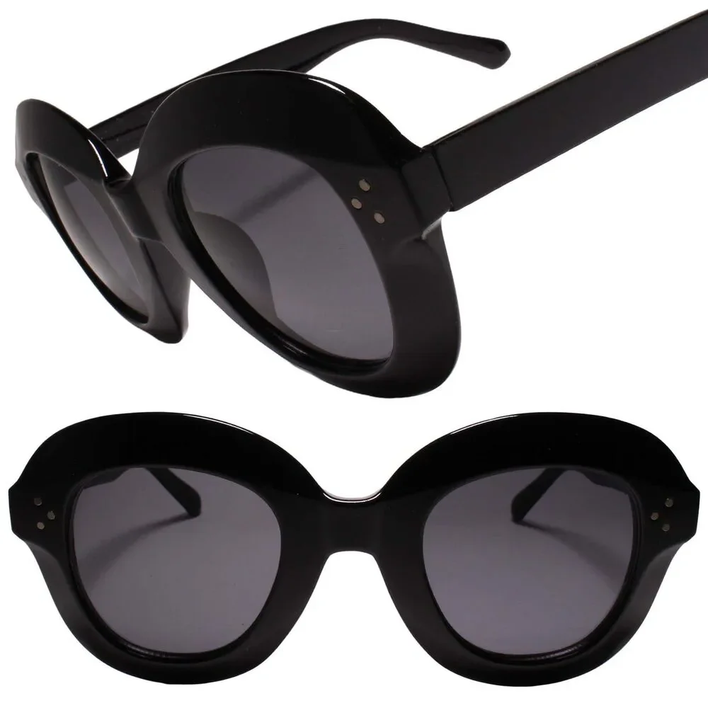Classy Exotic Silver Studded Thick Frame 80s Hip Hop Swagger Black Sunglasses